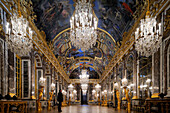 France, Yvelines, Chateau de Versailles, listed as World Heritage by UNESCO, Galerie des Glaces (Hall of Mirrors), length 73m and width 10,50m, with 17 windows and 357 mirrors, architect Jules Hardouin Mansart (1678-1684)