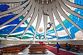 Brazil, Brasilia, listed as World Heritage by UNESCO, Metropolitana Nossa Senhora Aparecida cathedral by architect Oscar Niemeyer