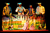 Myanmar (Burma), Mandalay Division, Mandalay, Mandalay puppets, puppet show representing the legends of Zat Pwe (Buddhist Jataka) and Yamazat, tales inspired by Ramayana indian