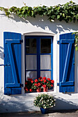 France, Vendee, Ile de Noirmoutier, Noirmoutier en l'Ile, Banzeau district and its colourful houses