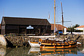 France, Vendee, Ile de Noirmoutier, Noirmoutier en l'Ile, Boucaud district and old sail boats