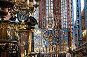 Poland, Lesser Poland Region, Krakow, Old Town (Stare Miasto) listed as World Heritage by UNESCO, Our Lady Church (Kosciol Mariacki), altar piece by Veit Stoss dating 1438-1533