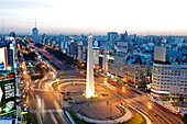 Argentina, Buenos Aires, 9 de Julio Avenue, the largest avenue in the world, the Obelisk