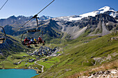 France, Savoie, Tignes 2100, France, Savoie, Tignes with view on the Grande Motte (3656m) from the Palafour chair lift