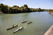 France, Val de Marne, canoe, banks of the Marne River at Joinville le Pont
