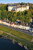 France, Loir et Cher, Loire Valley listed as World Heritage by UNESCO, Chaumont sur Loire, the village and the castle (aerial view)