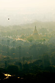 Myanmar (Burma), Mandalay Division, Mandalay, from Mandalay hill, view over Kuthodaw Pagoda and the city of Mandalay