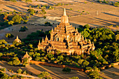 Myanmar (Burma), Mandalay Division, Bagan (Pagan), Old Bagan, archeological site with hundreds of pagodas and stupas built between the 10th and 13th centuries (aerial view)