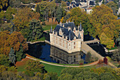 France, Indre et Loire, Loire Valley listed as World Heritage by UNESCO, Chateau d' Azay le Rideau (aerial view)