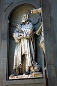 Italy, Tuscany, Florence, historical centre listed as World Heritage by UNESCO, the statue of Galileo Galilei at the Offices Gallery