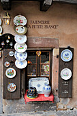 France, Bas Rhin, Strasbourg, old town listed as World Heritage by UNESCO, sale of faience and pottery from the Alsace Region in the petite France district