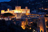 Principality of Monaco, le palais princier (the princely palace) illuminated