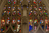 France, Loir et Cher, Vendome, Trinite Abbey, stained glass window of the proch with Flamboyant style