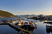 Norway, Troms County, Tromso harbour in Tromsesundet Fjord