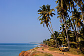 India, Kerala State, Varkala, Ambassador taxi on Odayam Beach a few kilometers south