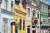 Brazil, Bahia state, Salvador de Bahia, historical center listed as World Heritage by UNESCO, Pelourinho district, colored houses with stucco decoration