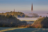 View over the Riekdahl meadow to Rostock, Mecklenburg Vorpommern, Germany