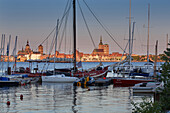 View from the harbour in Altefaehr on Stralsund, Ruegen island, Mecklenburg Vorpommern, Germany