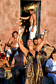 Spain, Balearic Islands, Ibiza island, Benniras beach, during summer, drum concerts are taking place every sunday afternoon