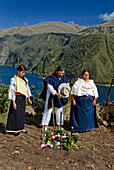 Ecuador, Imbabura Province, Andes, Lagune Cuicocha, at the bottom of Cotacachi volcano this shaman Otavalero implores the forces of nature for his session of cleansing
