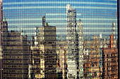 United States, Illinois, Chicago, Loop District, reflection on a tower of West Wacker Drive