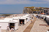 France, Somme, Mers les Bains, the beach and its beach huts