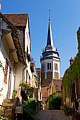 France, Yonne, Toucy, the fortified church Saint Pierre at the end of the church street