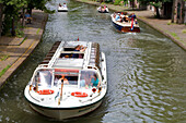 Niederlande, Süd-Holland, Utrecht, Vaporetto, Pedale, Yacht und Boot auf dem Kanal Oudegracht