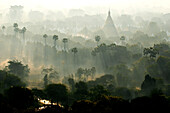 Myanmar (Burma), Mandalay Division, Mandalay, from Mandalay hill, view over Kuthodaw Pagoda and the city of Mandalay