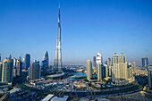 Burj Khalifa and surrounding Downtown skyscrapers, Dubai, United Arab Emirates, Middle East