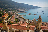 View of medieval Menton and Basilique Saint Michel, Alpes-Maritimes, Cote d'Azur, Provence, French Riviera, France, Mediterranean, Europe