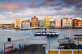 View of Otrobanda ferry terminal and Dutch colonial buildings on Handelskade along Punda's waterfront, UNESCO World Heritage Site, Willemstad, Curacao, West Indies, Lesser Antilles, former Netherlands Antilles, Caribbean, Central America