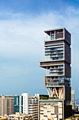 Antilia (Ambani building), the world's most expensive private home (to Mukesh Ambani) on Altamont Road, Mumbai (Bombay), Maharashtra, India, Asia