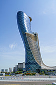 Capital Gate, sometimes called the leaning tower of Abu Dhabi, United Arab Emirates, Middle East