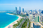 Skyline and Corniche, Al Markaziyah district, Abu Dhabi, United Arab Emirates, Middle East
