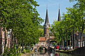 Canal scene with bridge, Delft, Holland, Europe