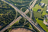 aerial, German Autobahn, A 2, junction A 40,  interchange, motorway, highway, freeway, speed, speed limit, traffic, landscape, infrastructure, Germany