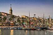 Mediterranean Fishing boats at Sanary-Sur-Mer , twilight, Promenade, Mistral Clouds, French Riviera,  Cote d Azur, France