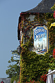Detail of advertising, Rochefort-en-Terre Village, Bretagne, France