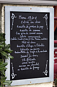 French menu, Medieval town of Guérande, Bretagne, France