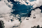 Ropeway at Brandnertal Valley, Vorarlberg, Austria, Mountains, Clouds