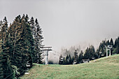 Ropeway at Brandnertal Valley, Vorarlberg, Austria, Mountains, Clouds