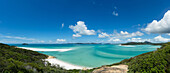 A panoramic view of the world-famous Whitehaven Beach on Whitsunday Island, Queensland, Australia, Pacific