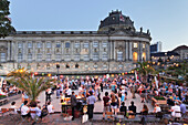 Urban beach Strandbar Mitte, Bode Museum, Museum Island, UNESCO World Heritage Site, Mitte, Berlin, Germany, Europe