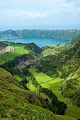 Panoramic view of Sete Cidades, Ponta Delgada, Sao Miguel, Azores, Portugal