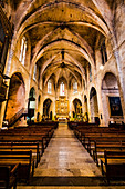 Interior view of the church Parroquia d'Arta, Mallorca, Balearic Islands, Spain