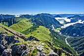 Blick auf Rofan und Achensee, von Mondscheinspitze, Naturpark Karwendel, Karwendel, Tirol, Österreich