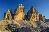 Drei Zinnen, Sextener Dolomiten, Dolomiten, UNESCO Weltnaturerbe Dolomiten, Südtirol, Italien