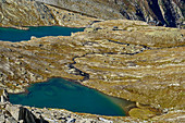 Lakes Gerlossee and hut Zittauer Huette, Natural Park Zillertal Alps, Dreilaendertour, Zillertal Alps, Salzburg, Austria