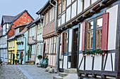 Fachwerkhäuser in Quedlinburg, UNESCO Welterbe Quedlinburg, Sachsen-Anhalt, Deutschland